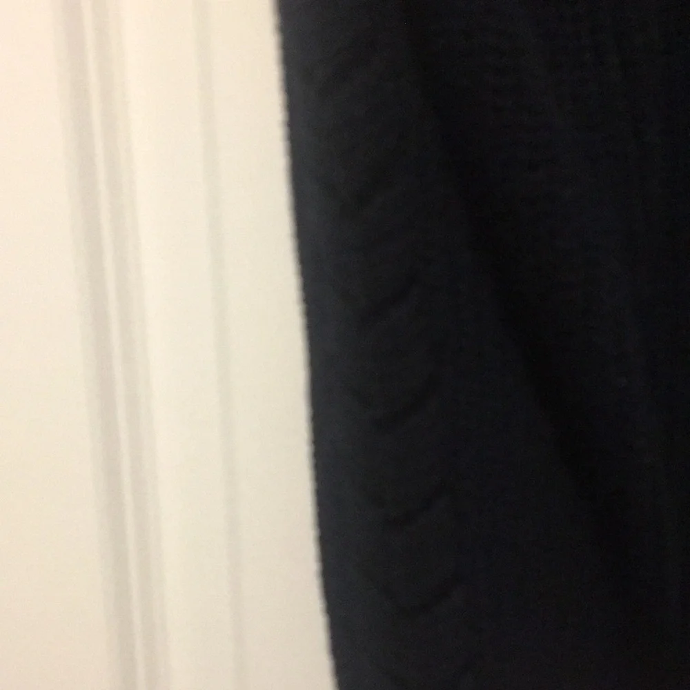 Aqua Pullover Knit Sweater high neck braid detail arms/pleat shoulders size M